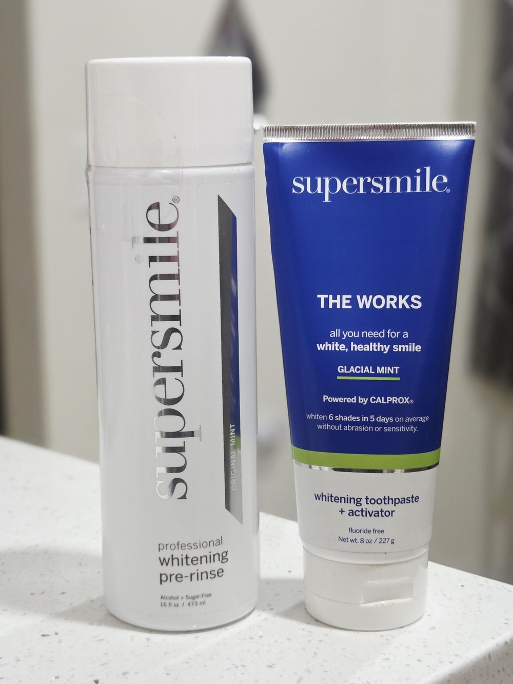 Supersmile The Works Whitening Toothpaste 8oz + Extra Whitening Pre-Rinse 16oz